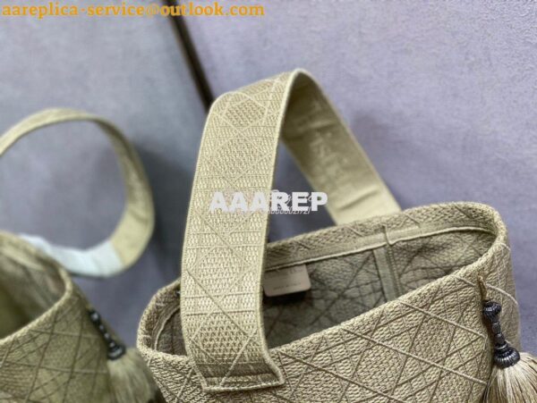 Replica Dior D-Bubble Bucket Bag Beige Cannage Embroidery with Straw E 9