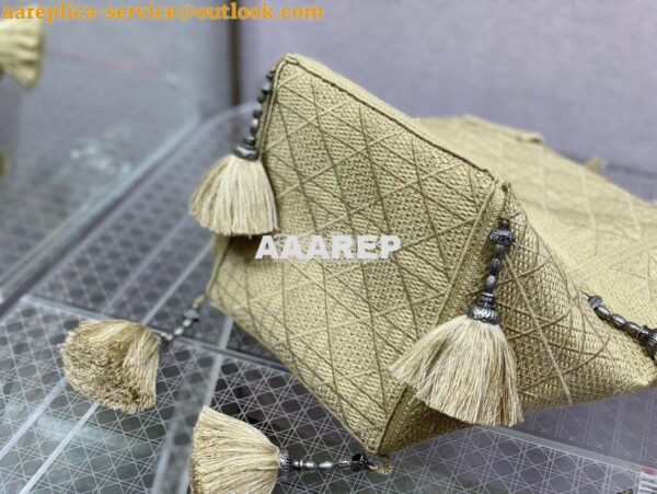 Replica Dior D-Bubble Bucket Bag Beige Cannage Embroidery with Straw E 13