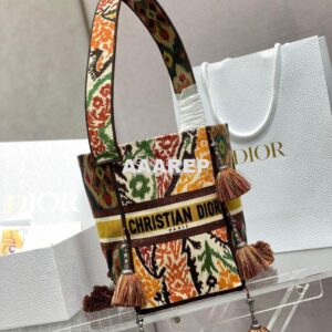 Replica Dior D-Bubble Bucket Bag Yellow Multicolor Dior Paisley Embroi