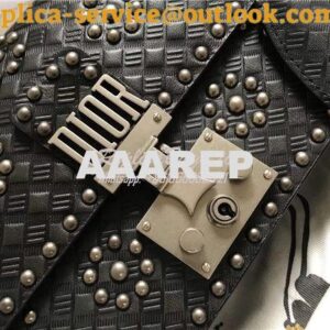 Replica Dior Dioraddict Flap Bag With Silver Chain in studded black ca 2