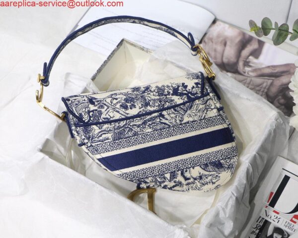 Replica Dior Saddle Bag M0446 Blue Toile de Jouy Embroidery 5