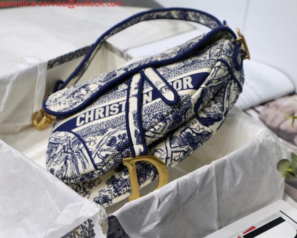 Replica Dior Saddle Bag M0446 Blue Toile de Jouy Embroidery 8