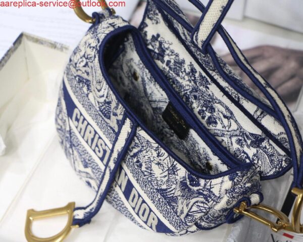 Replica Dior Saddle Bag M0446 Blue Toile de Jouy Embroidery 10