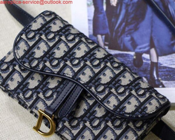 Replica Dior Saddle Belt Bag S5619 Blue Dior Oblique Jacquard 3