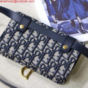 Replica Dior Saddle Belt Bag S5619 Blue Dior Oblique Jacquard 2