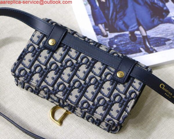 Replica Dior Saddle Belt Bag S5619 Blue Dior Oblique Jacquard 4