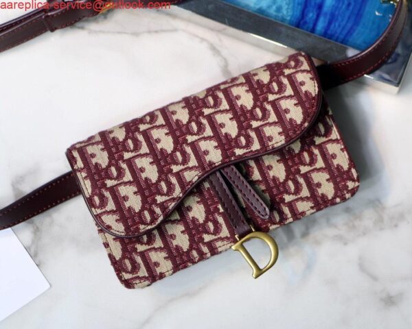 Replica Dior Saddle Belt Bag S5619 Red Dior Oblique Jacquard 3