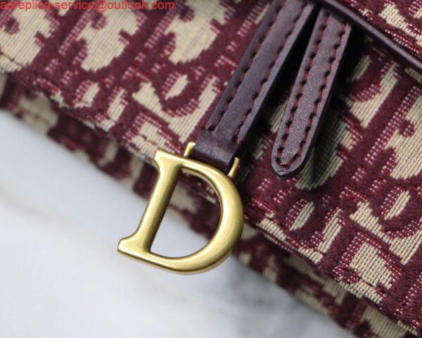 Replica Dior Saddle Belt Bag S5619 Red Dior Oblique Jacquard 4