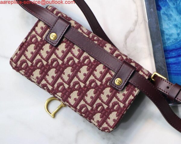 Replica Dior Saddle Belt Bag S5619 Red Dior Oblique Jacquard 6