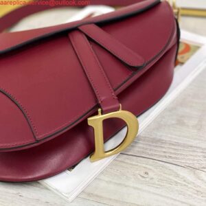 Replica Dior M0446 Dior Saddle Bag M0447 Wine Red Goatskin Gold Hardware