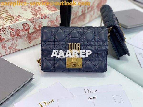 Replica Dior Dioraddict Wallet On Chain Cutch Blue 9