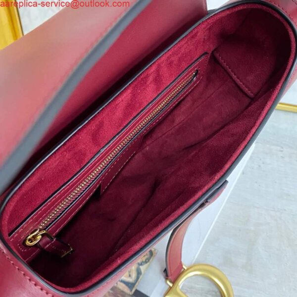 Replica Dior M0446 Dior Saddle Bag M0447 Wine Red Goatskin Gold Hardware 9