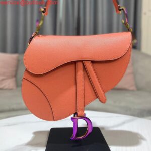 Replica Dior M0446 Dior Saddle Bag Orange Grained Calfskin Purple logo