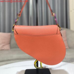 Replica Dior M0446 Dior Saddle Bag Orange Grained Calfskin Purple logo 2