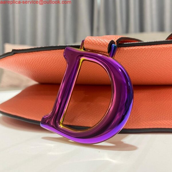 Replica Dior M0446 Dior Saddle Bag Orange Grained Calfskin Purple logo 7