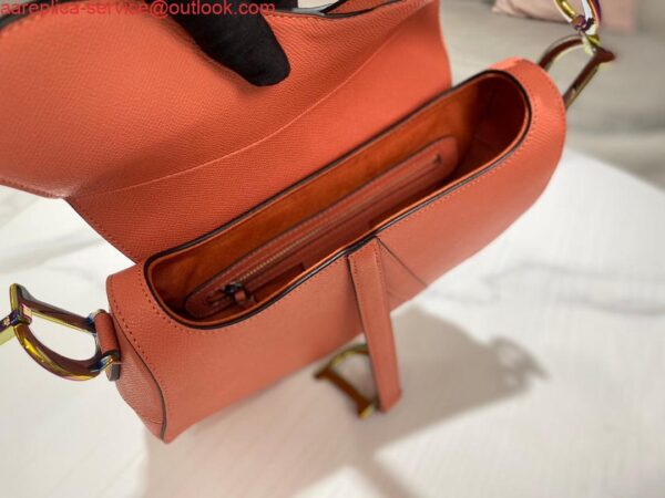 Replica Dior M0446 Dior Saddle Bag Orange Grained Calfskin Purple logo 9