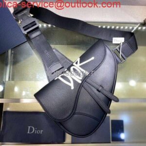 Replica Dior M0446 Saddle Bag Dior Navy Blue Calfskin Bag