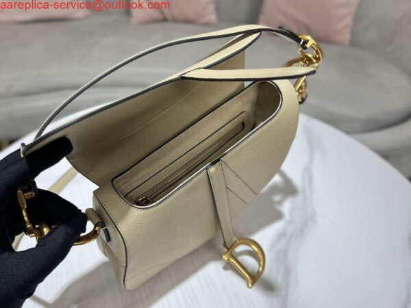 Replica Dior M0455 Saddle Bag With Strap Apricot Grained Calfskin 9