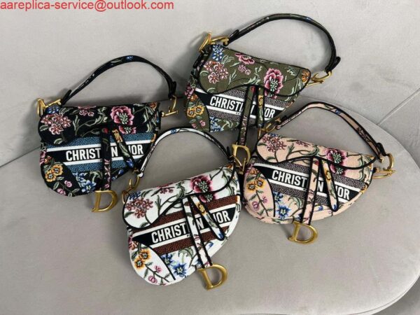 Replica Dior M0455 Saddle Bag With Strap Black Cross-Stitch Embroidery 4