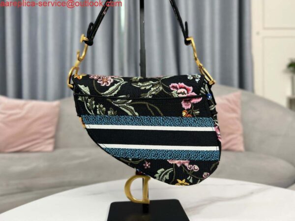 Replica Dior M0455 Saddle Bag With Strap Black Cross-Stitch Embroidery 5