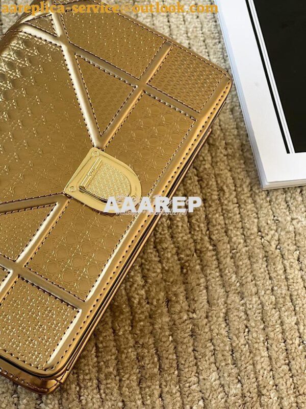 Replica Dior Diorama Pouch In Metallic Gold Calfskin S0328 5