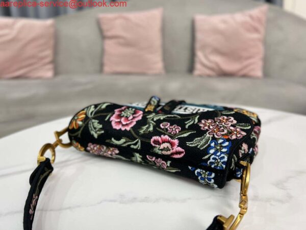 Replica Dior M0455 Saddle Bag With Strap Black Cross-Stitch Embroidery 6