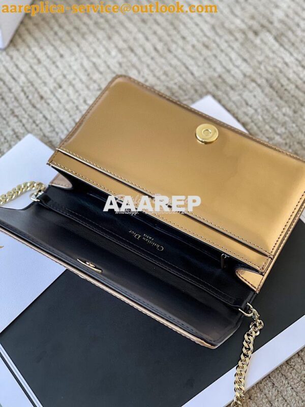 Replica Dior Diorama Pouch In Metallic Gold Calfskin S0328 7