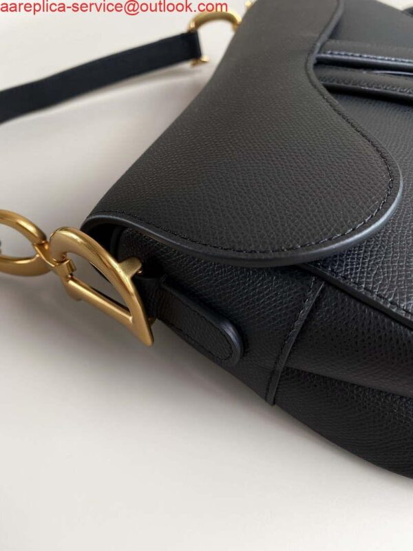 Replica Dior M0455 Saddle Bag With Strap Black Grained Calfskin 3