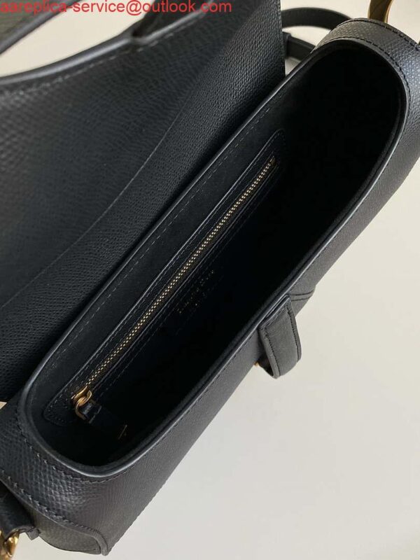 Replica Dior M0455 Saddle Bag With Strap Black Grained Calfskin 4