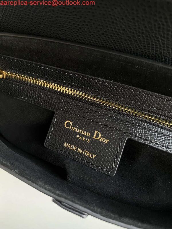 Replica Dior M0455 Saddle Bag With Strap Black Grained Calfskin 5