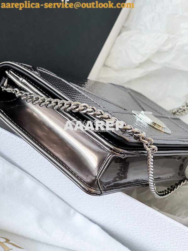 Replica Dior Diorama Pouch In Metallic Onyx Calfskin S0328 7