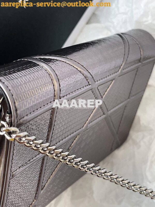 Replica Dior Diorama Pouch In Metallic Onyx Calfskin S0328 11