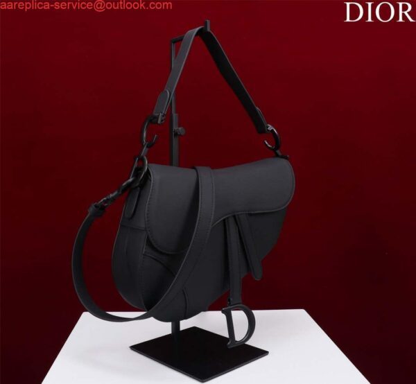 Replica Dior M0455 Saddle Bag With Strap Black Ultramatte Calfskin Black Hardware 3