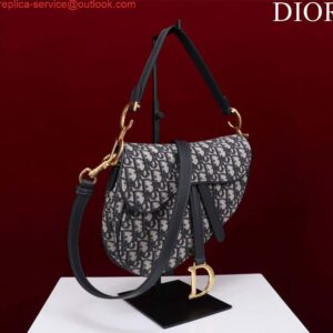 Replica Dior M0455 Saddle Bag With Strap Blue Dior Oblique Jacquard