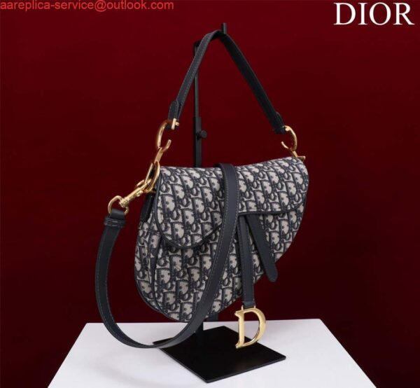 Replica Dior M0455 Saddle Bag With Strap Blue Dior Oblique Jacquard 3