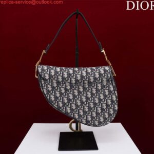 Replica Dior M0455 Saddle Bag With Strap Blue Dior Oblique Jacquard 2