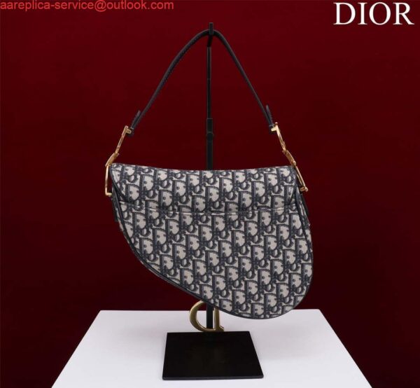 Replica Dior M0455 Saddle Bag With Strap Blue Dior Oblique Jacquard 2