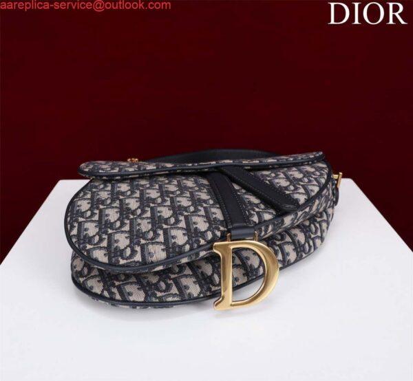 Replica Dior M0455 Saddle Bag With Strap Blue Dior Oblique Jacquard 3