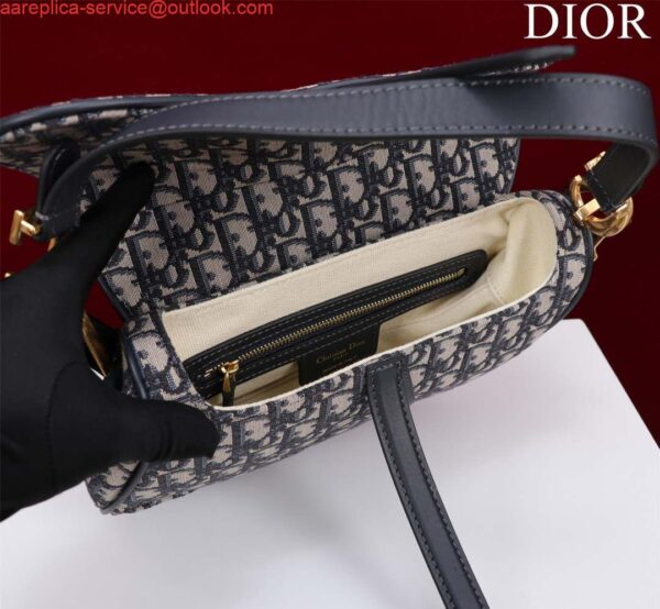 Replica Dior M0455 Saddle Bag With Strap Blue Dior Oblique Jacquard 4