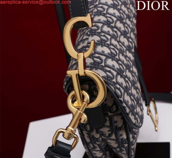 Replica Dior M0455 Saddle Bag With Strap Blue Dior Oblique Jacquard 7