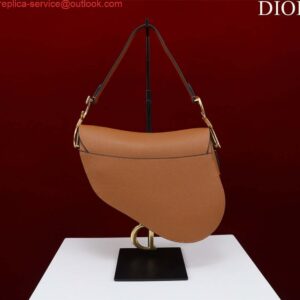 Replica Dior M0455 Saddle Bag With Strap Brown Grained Calfskin 2