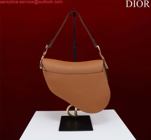 Replica Dior M0455 Saddle Bag With Strap Brown Grained Calfskin 4