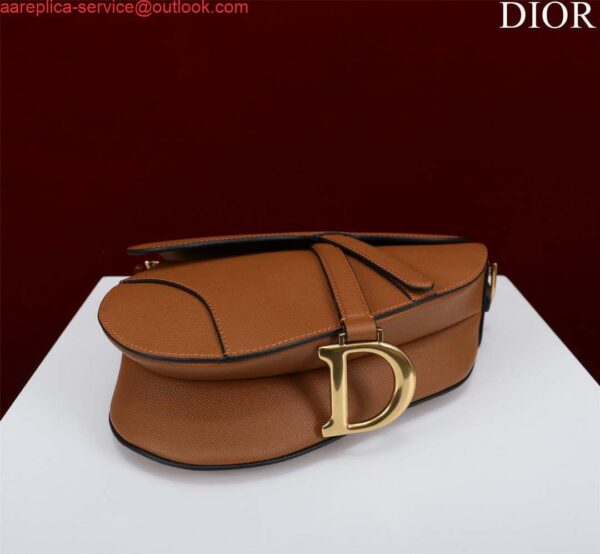 Replica Dior M0455 Saddle Bag With Strap Brown Grained Calfskin 5