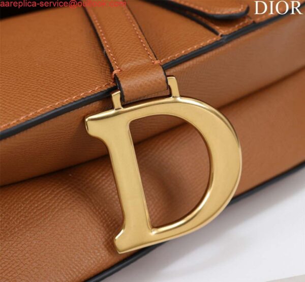 Replica Dior M0455 Saddle Bag With Strap Brown Grained Calfskin 9