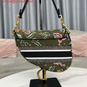 Replica Dior M0455 Saddle Bag With Strap Green Cross-Stitch Embroidery 2