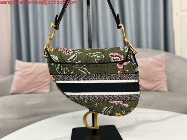 Replica Dior M0455 Saddle Bag With Strap Green Cross-Stitch Embroidery 2