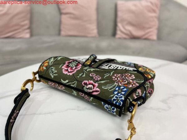 Replica Dior M0455 Saddle Bag With Strap Green Cross-Stitch Embroidery 3