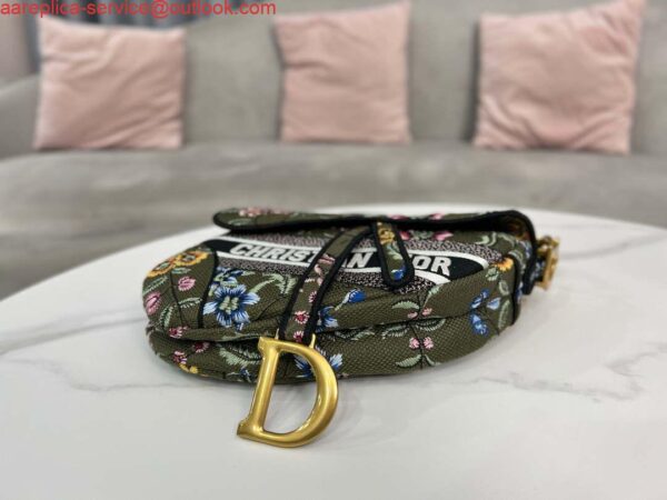 Replica Dior M0455 Saddle Bag With Strap Green Cross-Stitch Embroidery 6