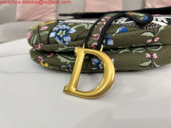 Replica Dior M0455 Saddle Bag With Strap Green Cross-Stitch Embroidery 5