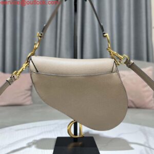 Replica Dior M0455 Saddle Bag With Strap Light Gray Grained Calfskin 2